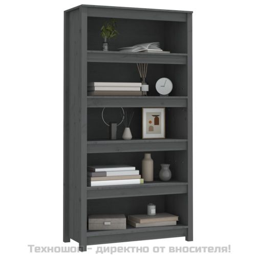 Библиотека, сива, 80x35x154 см, бор масив