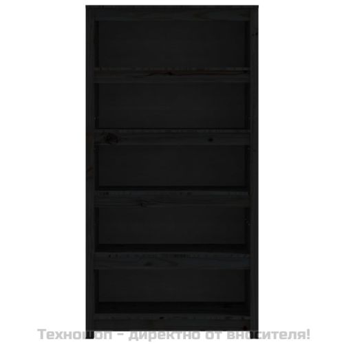 Библиотека, черна, 80x35x154 см, бор масив