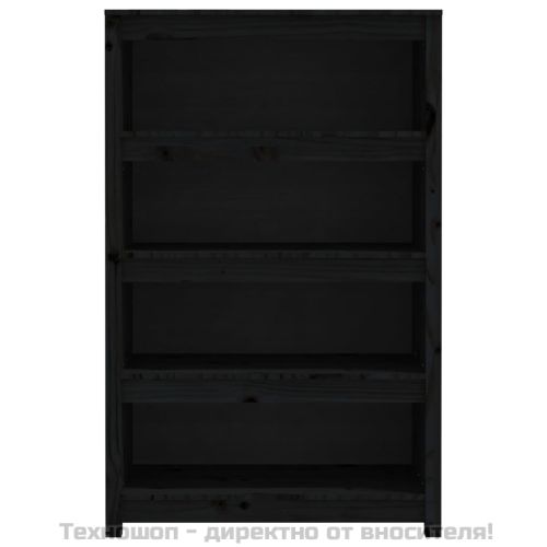 Библиотека, черна, 80x35x126 см, бор масив