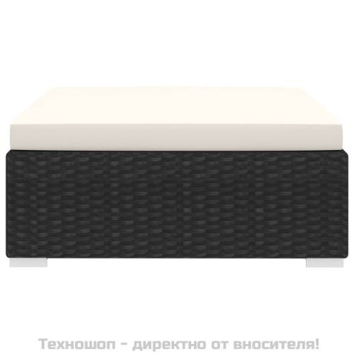 Модулна табуретка с възглавница, 1 бр, полиратан, черна