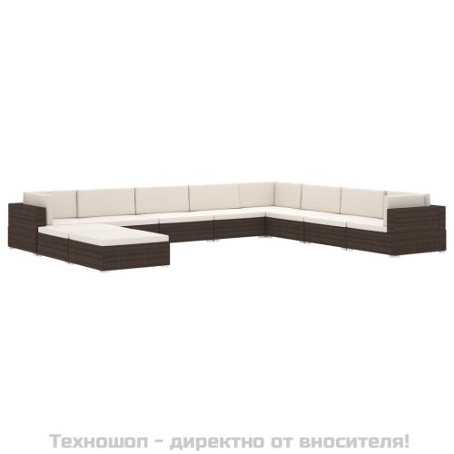 Модулна табуретка с възглавница, 1 бр, полиратан, черна