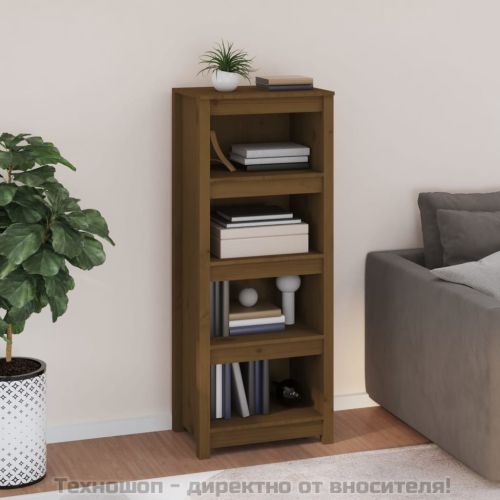Библиотека, меденокафява, 50x35x125,5 см, бор масив