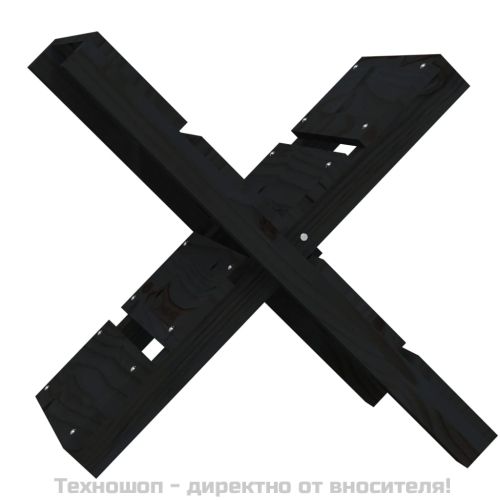 Поставка за дърва, черна, 47x39,5x48 см, борово дърво масив