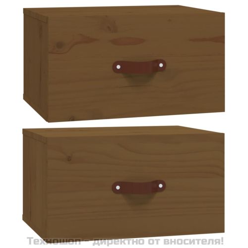 Нощни шкафчета за стенен монтаж 2 бр меденокафяви 40x29,5x22 см