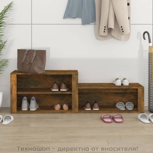 Шкаф за обувки, опушен дъб, 150x35x45 см, инженерно дърво