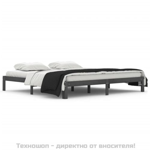 Рамка за легло, сива, бор масив, 200х200 см