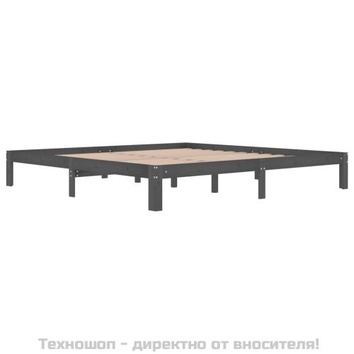 Рамка за легло, сива, бор масив, 200х200 см