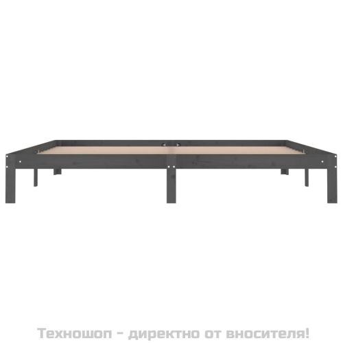Рамка за легло, сива, бор масив, 200х200 см