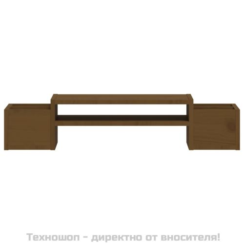 Поставка за монитор, меденокафява, 70x27,5x15 см, бор масив