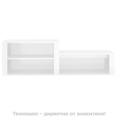 Шкаф за обувки, бял гланц, 150x35x45 см, инженерно дърво