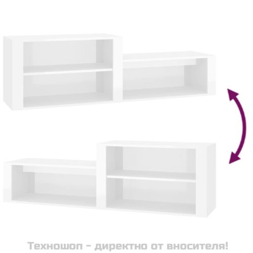 Шкаф за обувки, бял гланц, 150x35x45 см, инженерно дърво