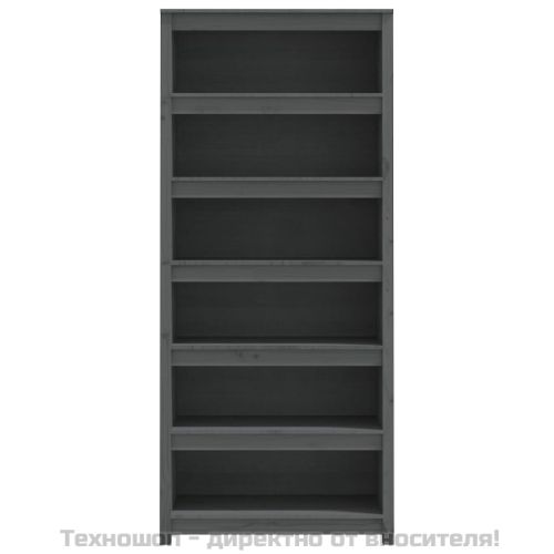 Библиотека, сива, 80x35x183 см, бор масив