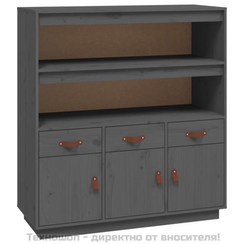 Висок шкаф, сив, 100x40x108,5 см, борово дърво масив