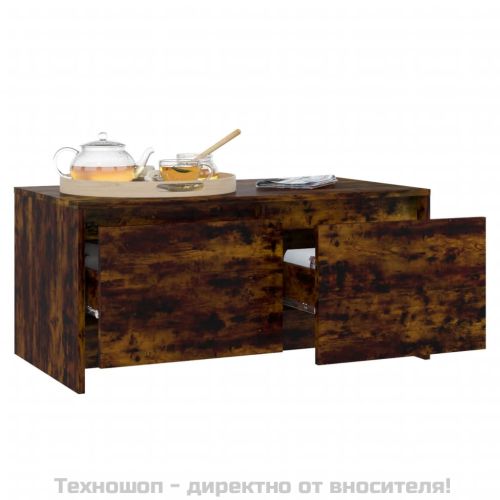 Кафе маса, опушен дъб, 90x50x41,5 см, инженерно дърво