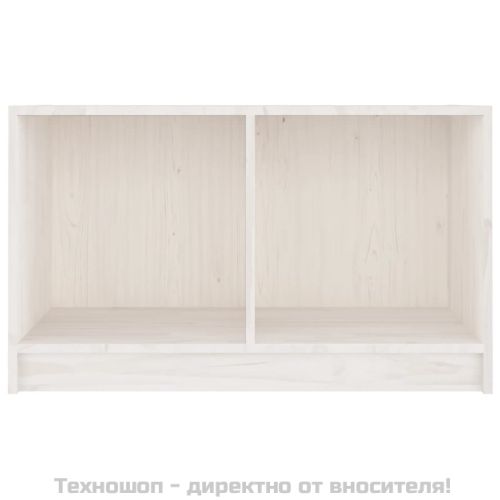 ТВ шкаф, бял, 70x33x42 см, бор масив