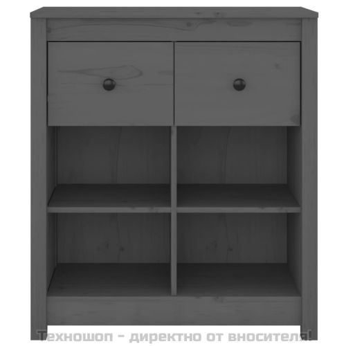 Сайдборд, сив, 70x35x80 см, бор масив