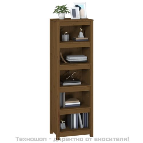 Библиотека, меденокафява, 50x35x154 см, бор масив
