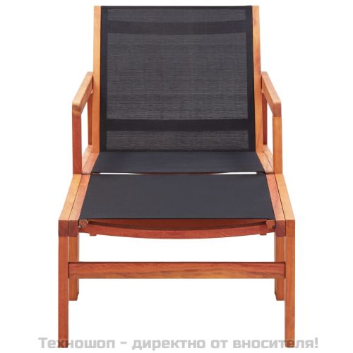 Градински стол с подложка за крака, евкалипт масив и textilene