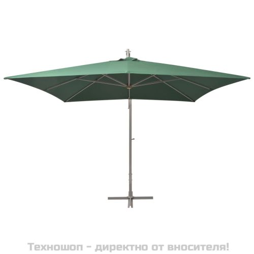 Окачен чадър, 300x300 см, зелен, алуминиев прът