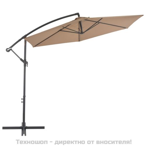 Конзолен градински чадър с алуминиев прът, 300 см, таупе