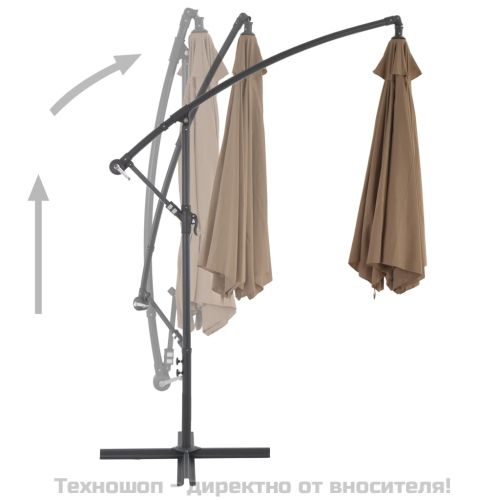 Конзолен градински чадър с алуминиев прът, 300 см, таупе