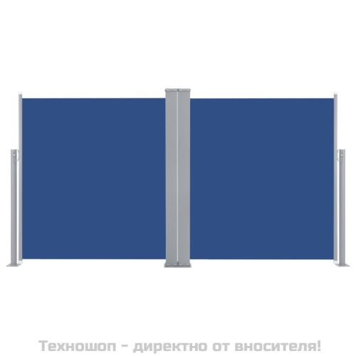 Прибираща се странична тента, синя, 160х600 см