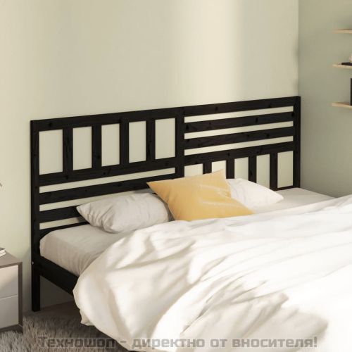 Горна табла за легло, черна, 186x4x100 см, бор масив