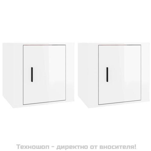 Нощни шкафчета, 2 бр, бял гланц, 50x39x47 см