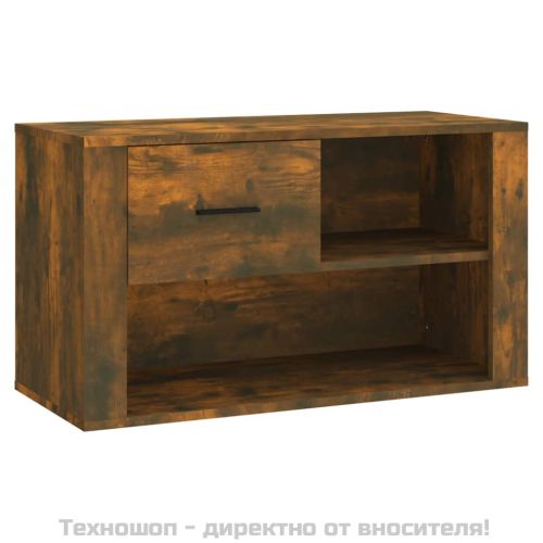 Шкаф за обувки, опушен дъб, 80x35x45 см, инженерно дърво