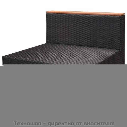 Градински комплект с възглавници, 8 части, черен полиратан