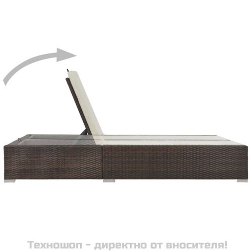 Двоен шезлонг, кафяв полиратан