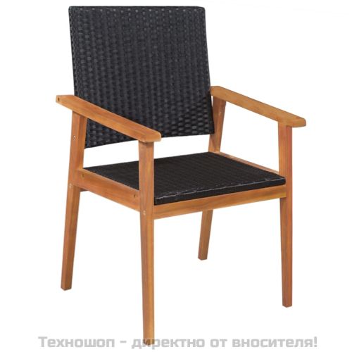 Градински трапезен комплект, 5 части, полиратан, черно-кафяв