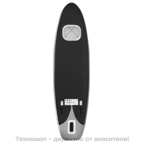 Комплект надуваем стендъп падълборд, черен, 360x81x10 см