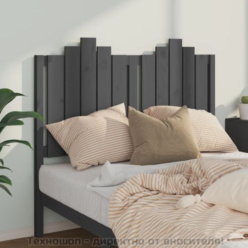 Горна табла за легло, сива, 126x4x110 см, бор масив