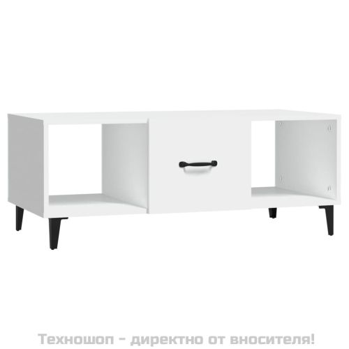 Маса за кафе, бяла, 102x50x40 см, инженерно дърво