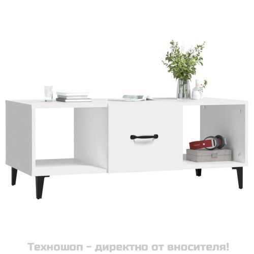 Маса за кафе, бяла, 102x50x40 см, инженерно дърво