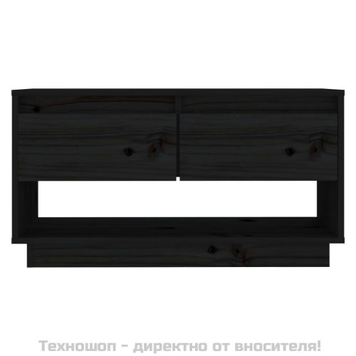 ТВ шкаф, черен, 74x34x40 см, бор масив