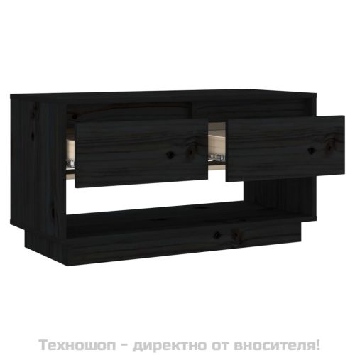 ТВ шкаф, черен, 74x34x40 см, бор масив