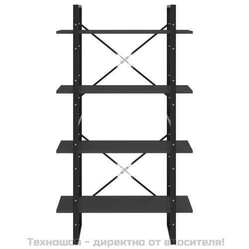 4-етажна библиотека, сива, 80x30x140 см, инженерно дърво