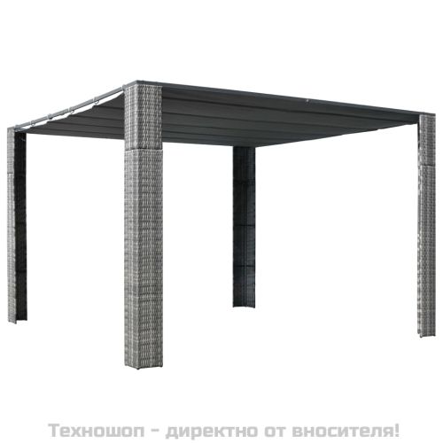 Шатра с покрив, полиратан, 300x300x220 см, сиво и антрацит