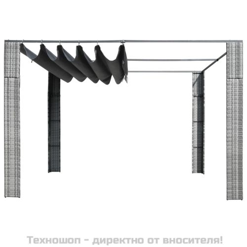 Шатра с покрив, полиратан, 300x300x220 см, сиво и антрацит