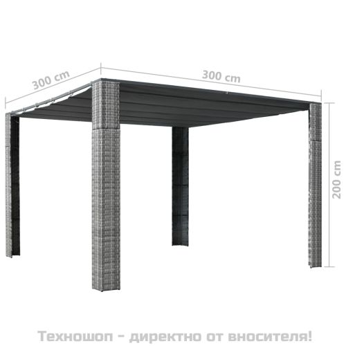 Шатра с покрив, полиратан, 300x300x220 см, сиво и антрацит