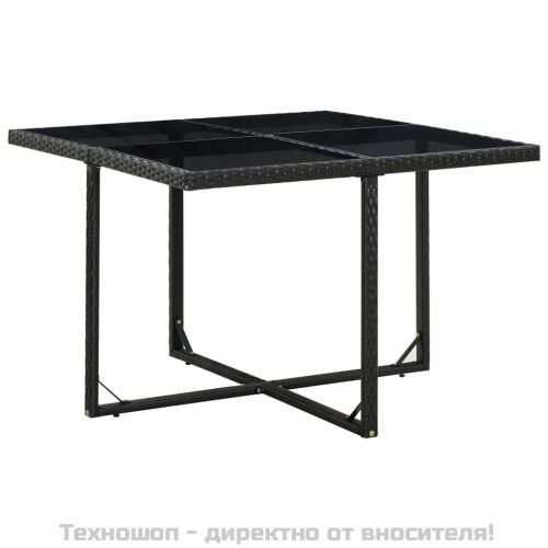 Градински комплект с възглавници, 9 части, черен полиратан