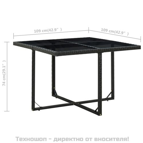 Градински комплект с възглавници, 9 части, черен полиратан