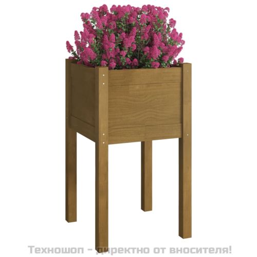 Градински сандък, меденокафяв, 40x40x70 см, бор масив