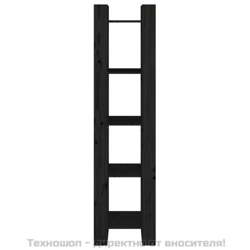 Библиотека/разделител за стая, черна, 41x35x160 см, бор масив
