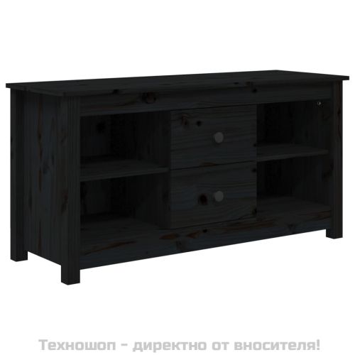 ТВ шкаф, черен, 103x36,5x52 см, бор масив