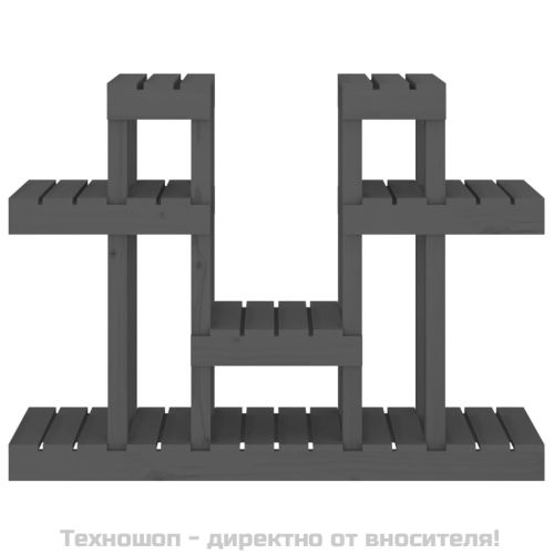 Поставка за цветя, сива, 104,5x25x77,5 см, бор масив