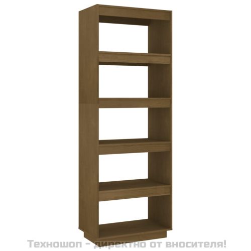 Библиотека/разделител за стая, меденокафява, 60x35x167 см, бор