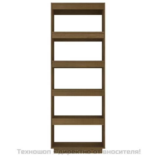 Библиотека/разделител за стая, меденокафява, 60x35x167 см, бор